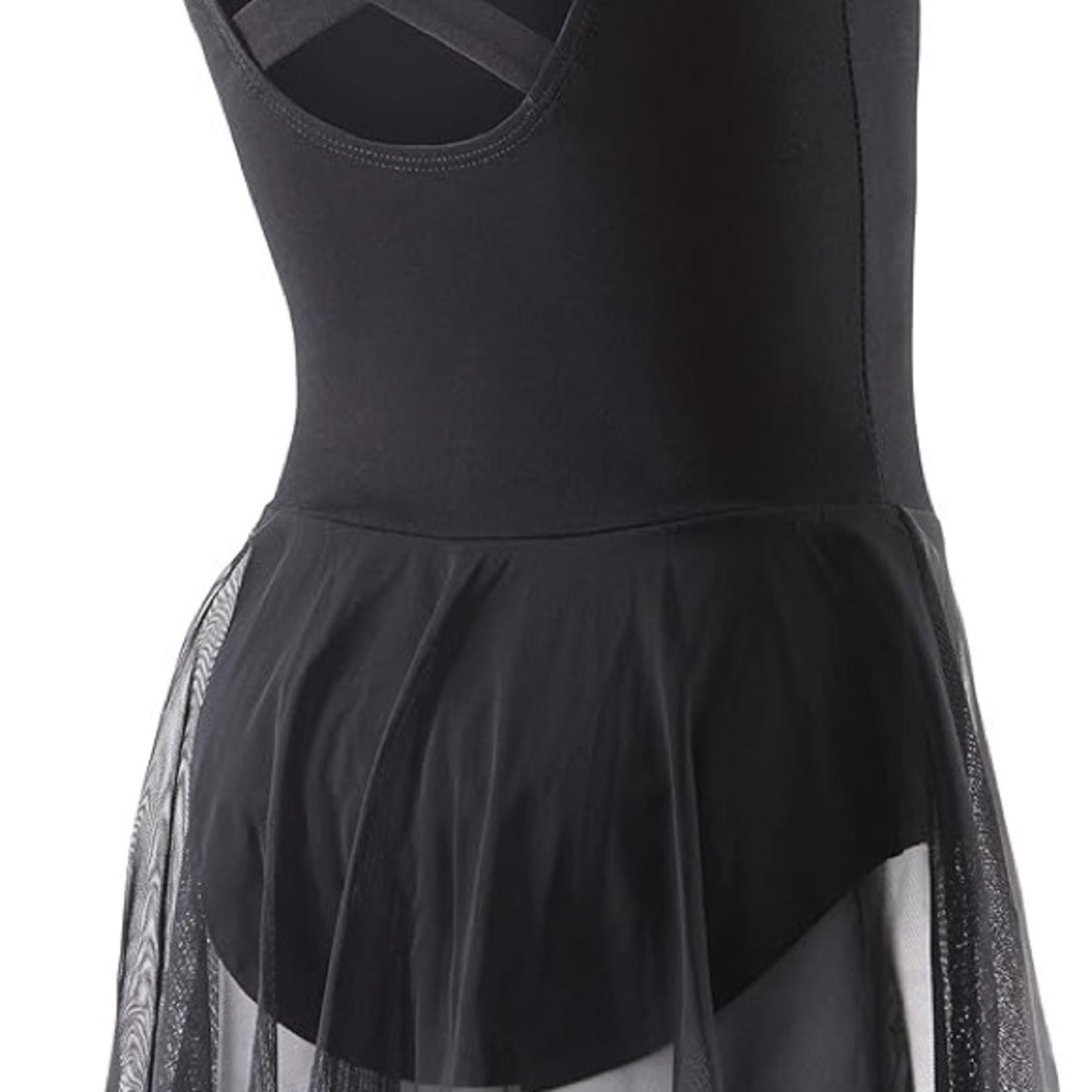 Girls Black Cotton-Spandex Leotard - Child Medium 6-8 yrs